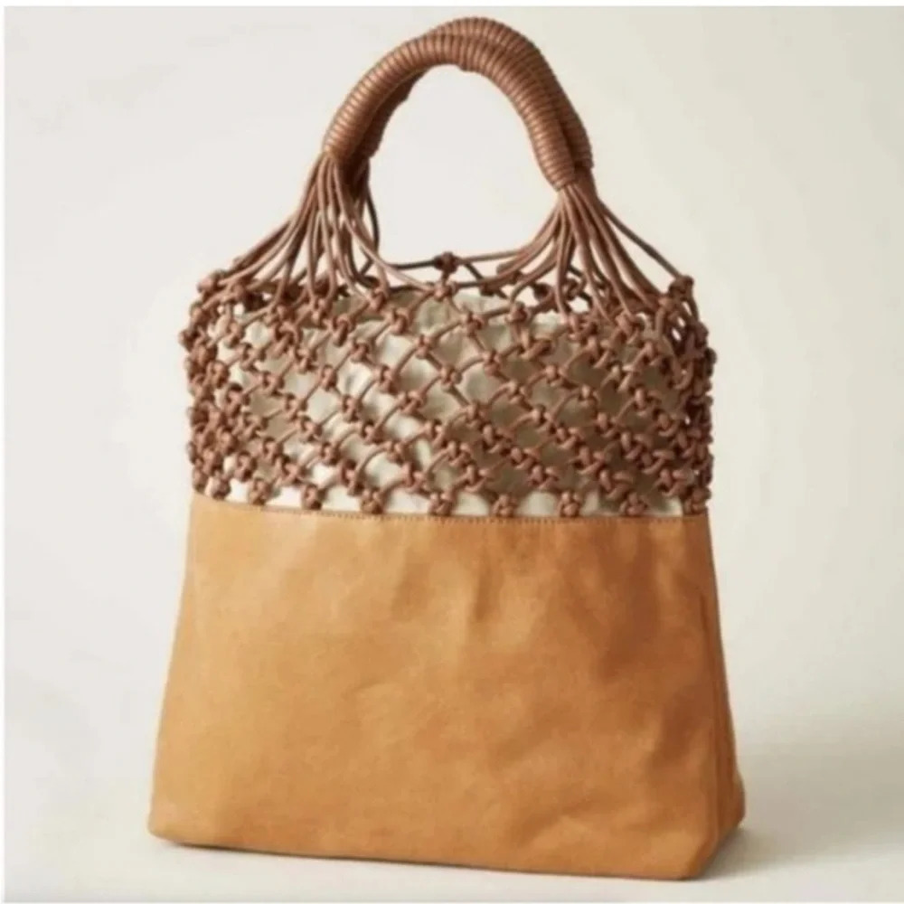 NWOT Sundance Demetria Leather Netted Tote